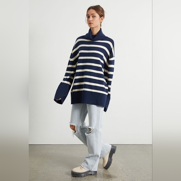 WeWoreWhat Sweaters - WeWoreWhat *New* Stripe Turtleneck Sweater